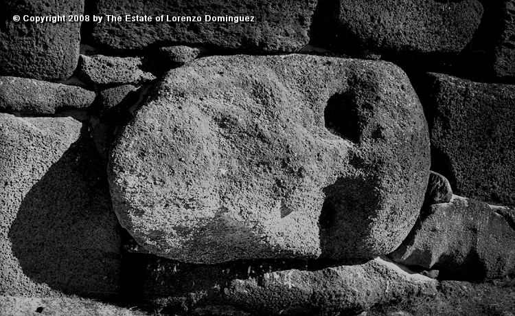 ANA_Cabeza_01.jpg - Easter Island. 1960. Anakena. Petroglyph on an ahu wall represnting a head-skull.
